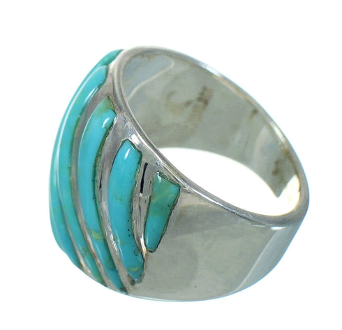 Turquoise Inlay Sterling Silver Jewelry Ring Size 4-1/2 RX86337
